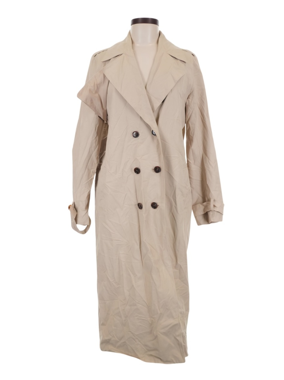 Double-Breasted Maxi Trench Coat in Beige Like New